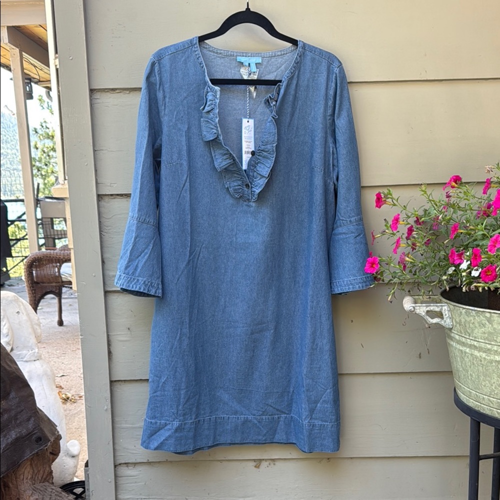 Draper James Blue Sheath Dress with 3/4 Sleeves NWT, size 14